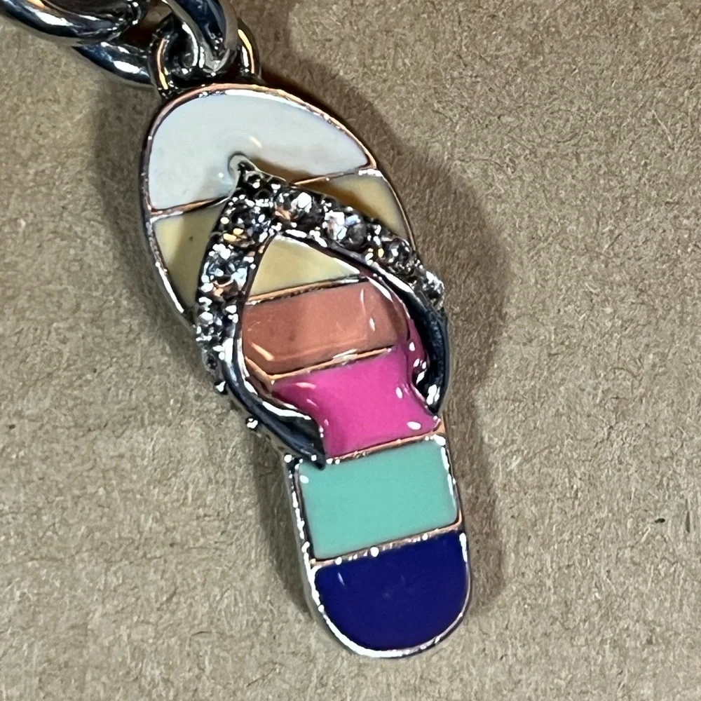 COACH 💕 Vintage Flip Flops Multicolor Bag Charm/Keychain EUC Silver Tone - Picture 3 of 7
